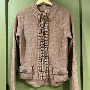 Moth from Anthropologie Wool and Nylon Snap Cardigan Pale Brown LG